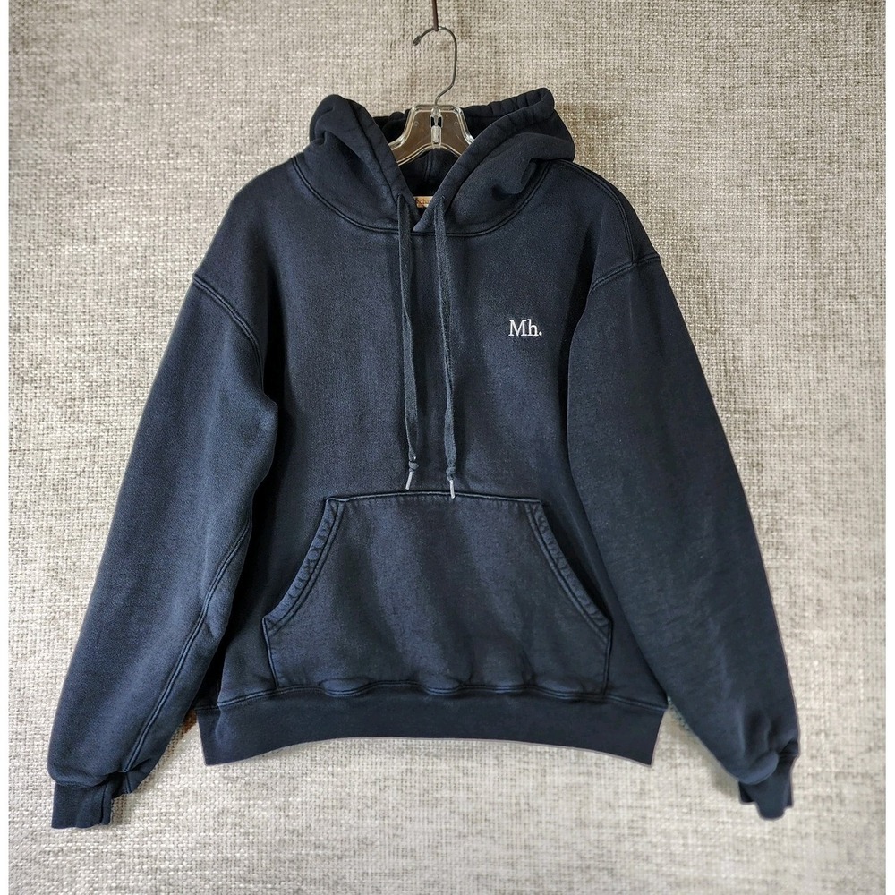 MadHappy Heavyweight Fleeced Hoodie Unisex Mens S Black 100% Cotton Sweatshirt